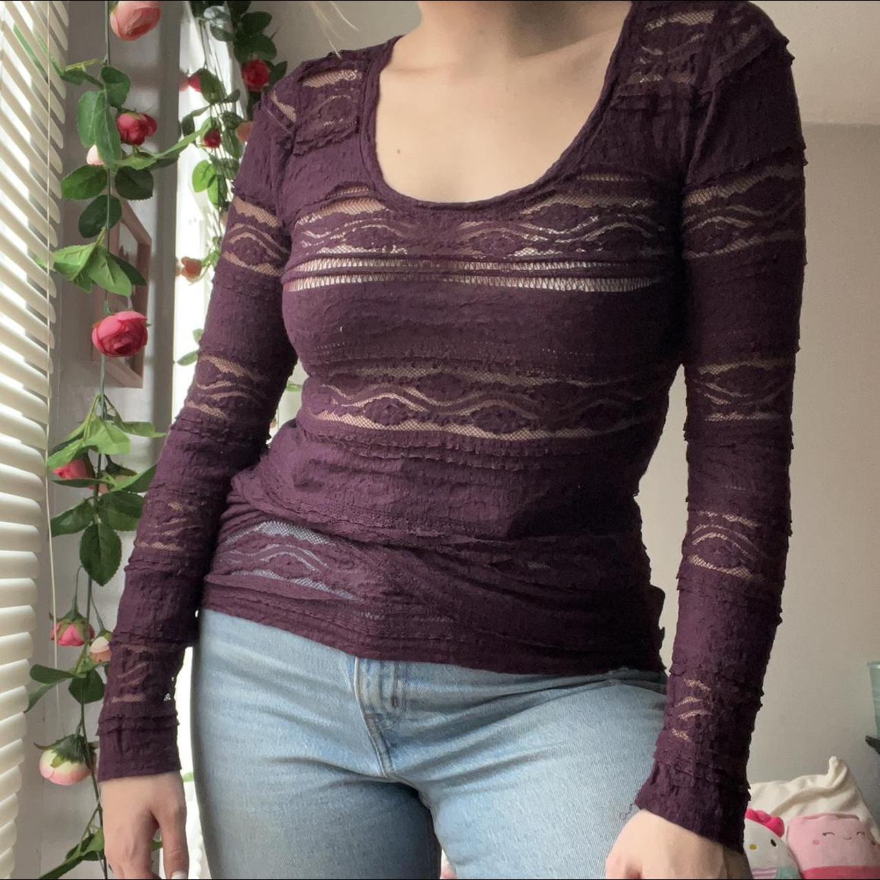 Dark Purple Lace Mesh Top ! From express! I could... - Depop