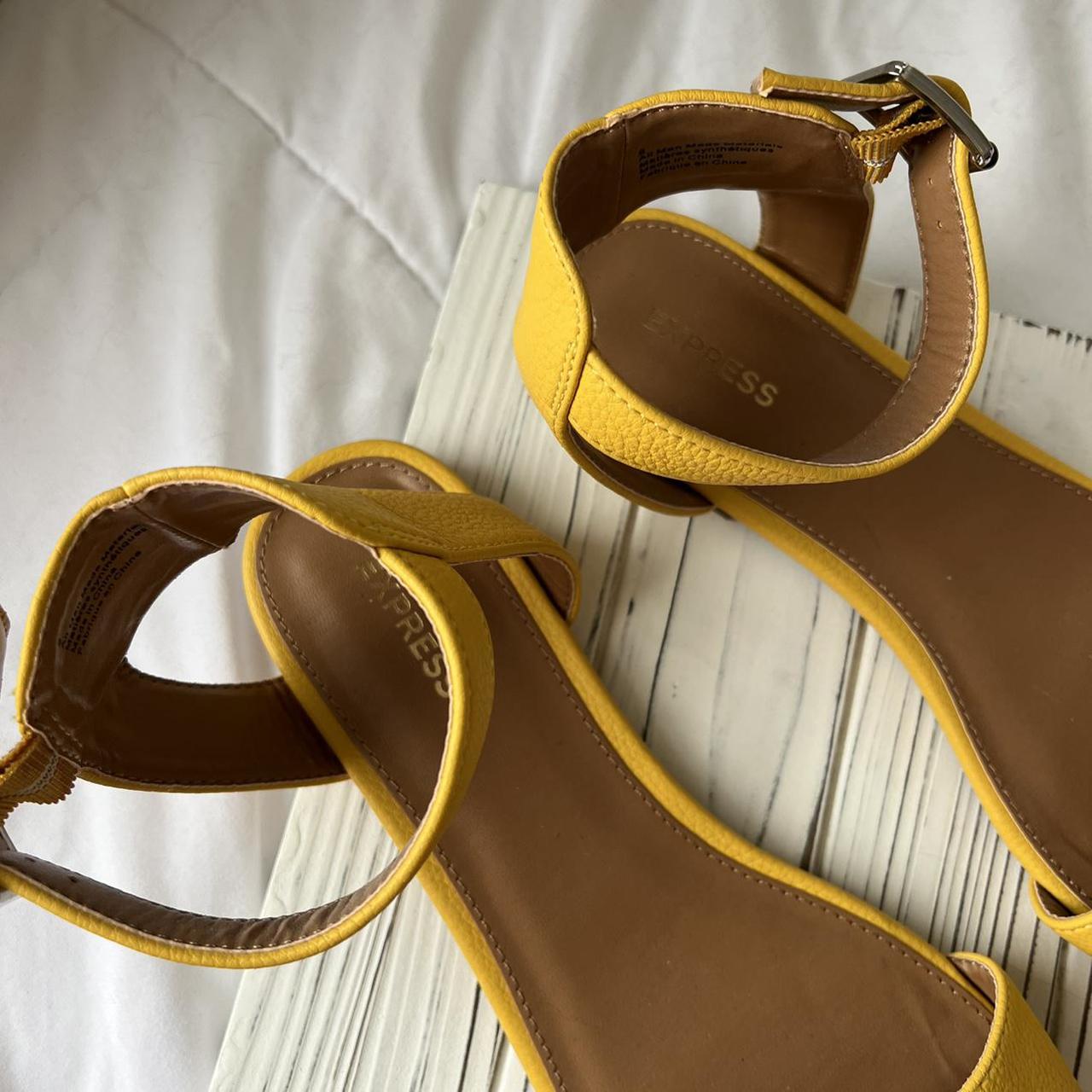 Express Women's Yellow Sandals | Depop