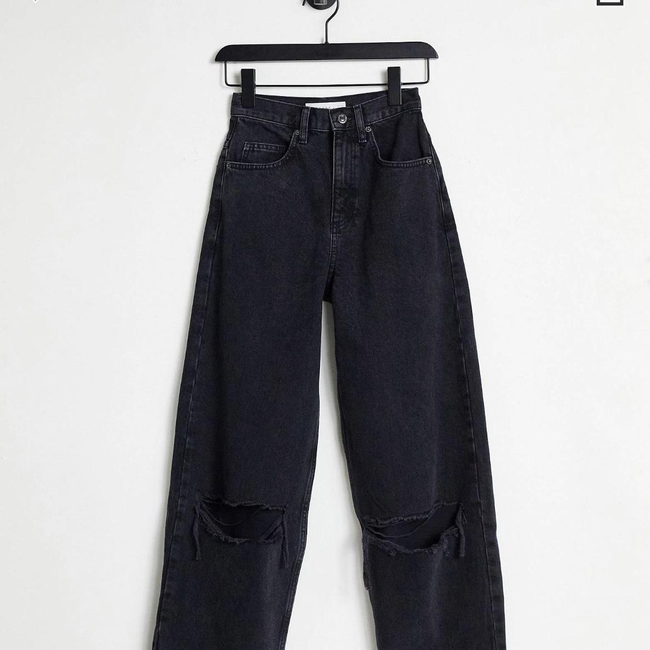TOPSHOP wash black baggy jeans with knee rips Depop