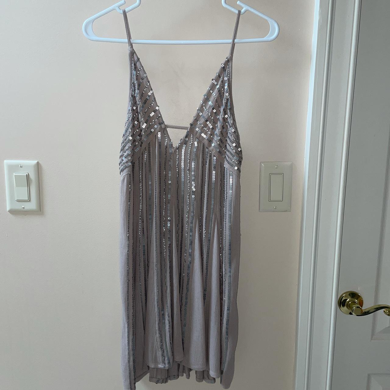 Free People Women's Silver and Purple Dress | Depop