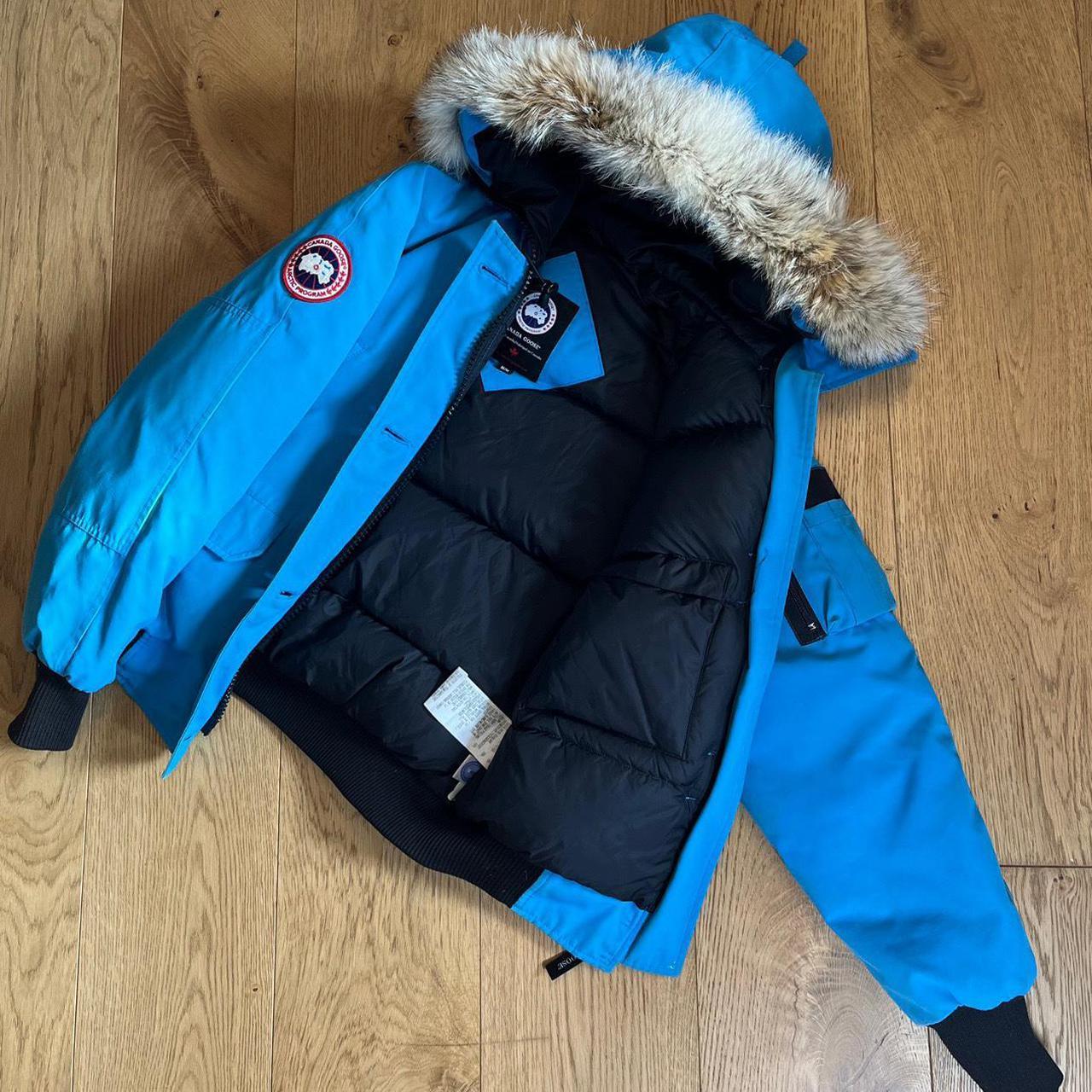 Blue Canada Goose Bomber Jacket Fur Hood Medium Depop