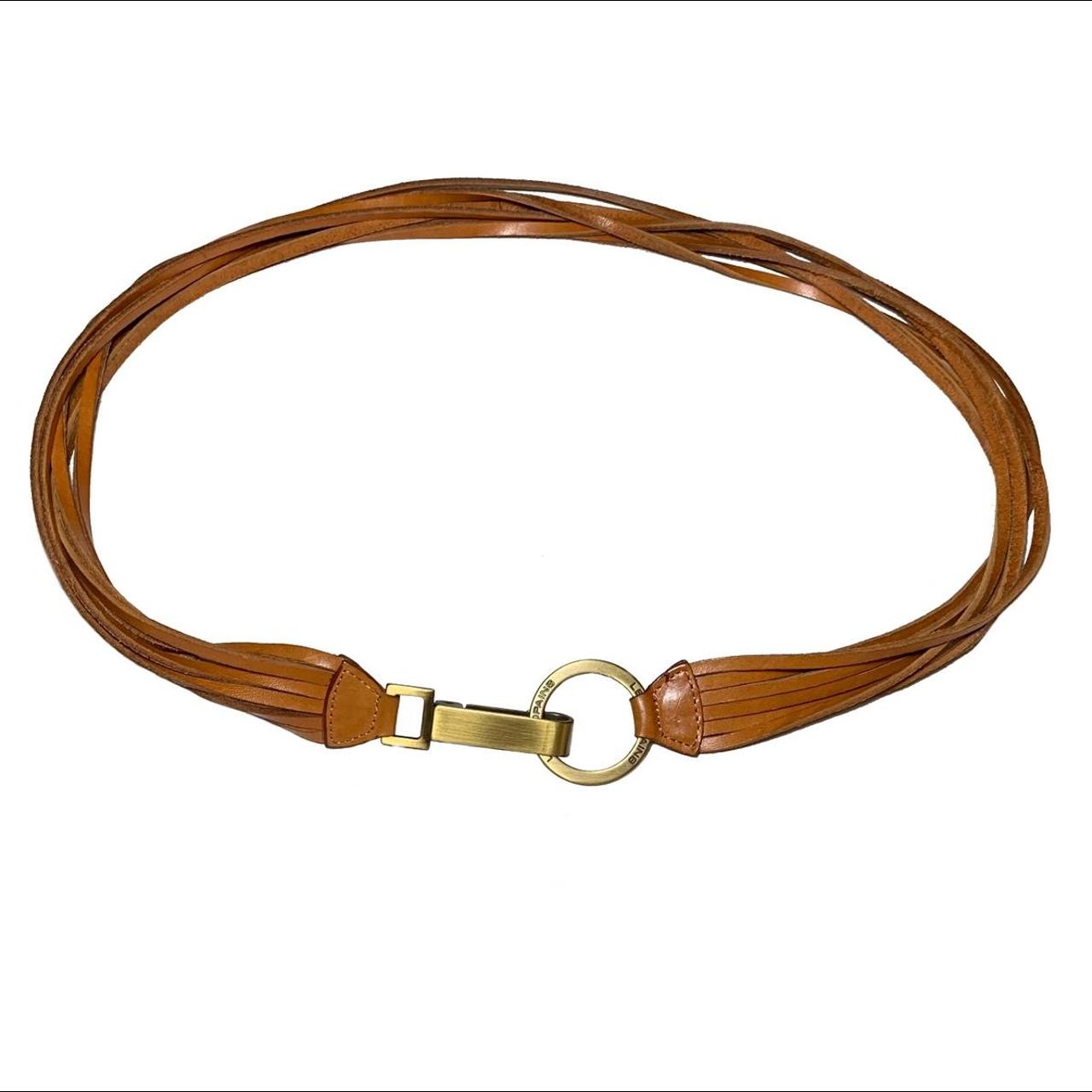 Y2K Les Copains leather belt with six twisted straps... Depop
