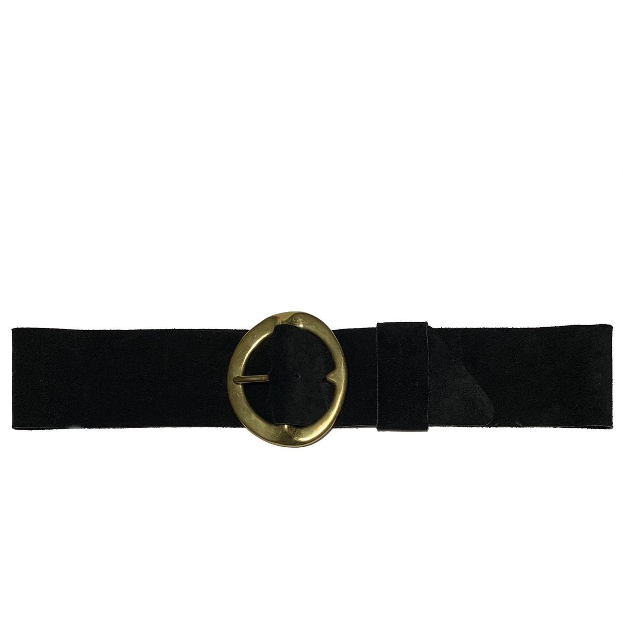 Y2K B-Low the Belt black suede wide belt with heavy...