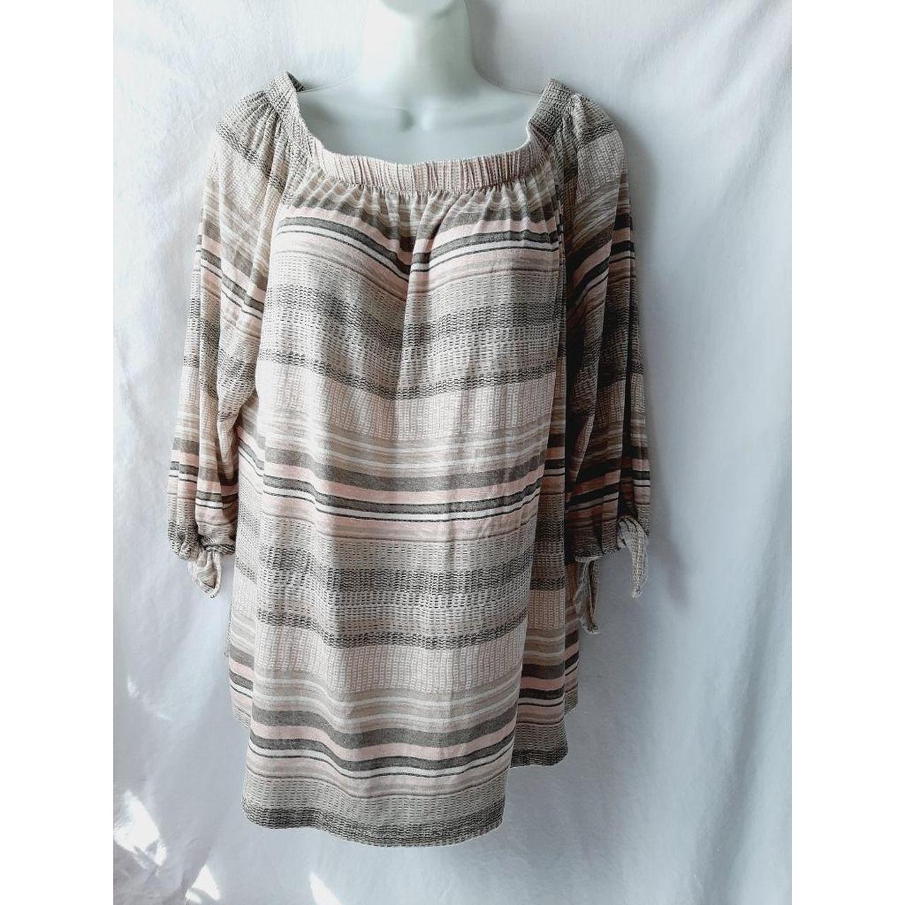 Maurices Women S Tan And Pink Blouse Depop