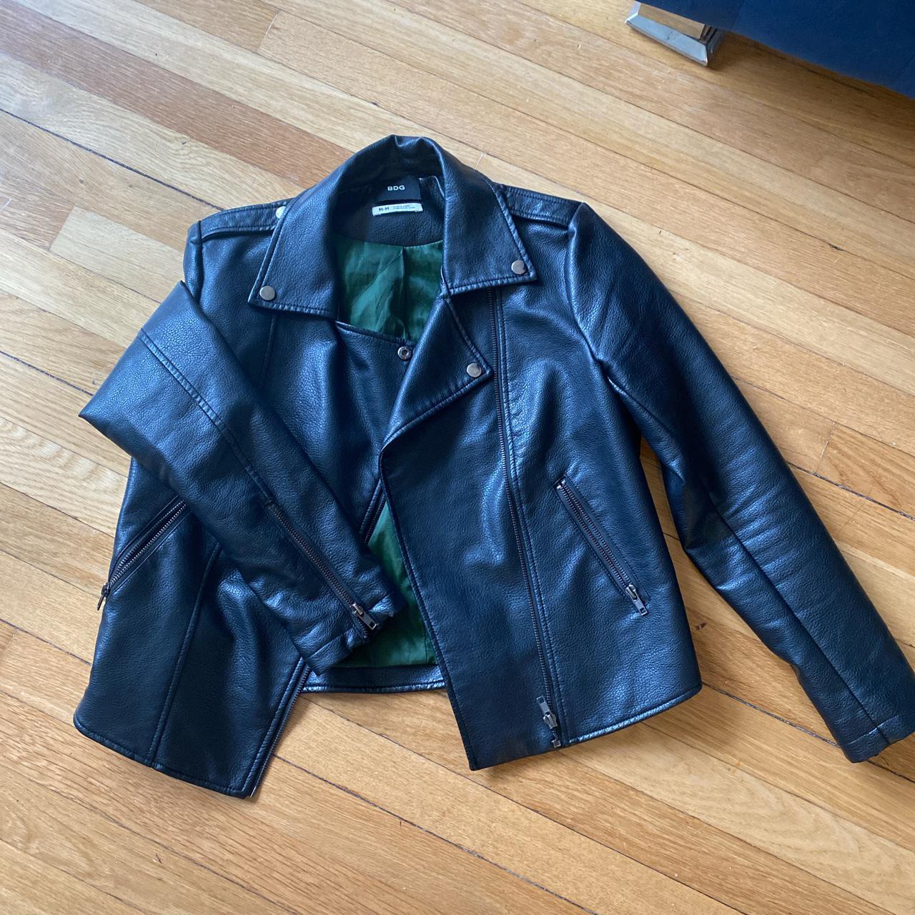 urban outfitters blue leather jacket