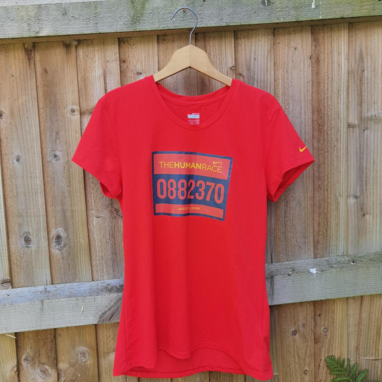 Nike Human Race Tee Shirt The Human Race 10k Red Y2K Nike Fitdry