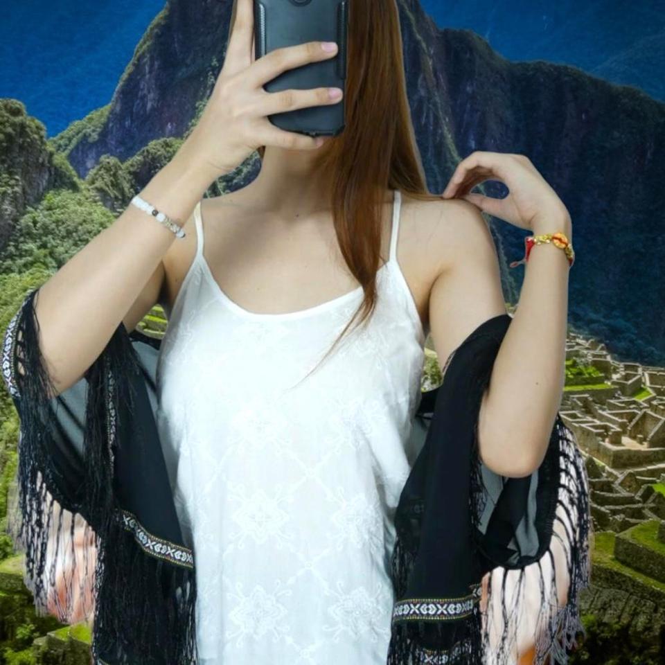 White lace tank top Embroidered flower Great for... - Depop