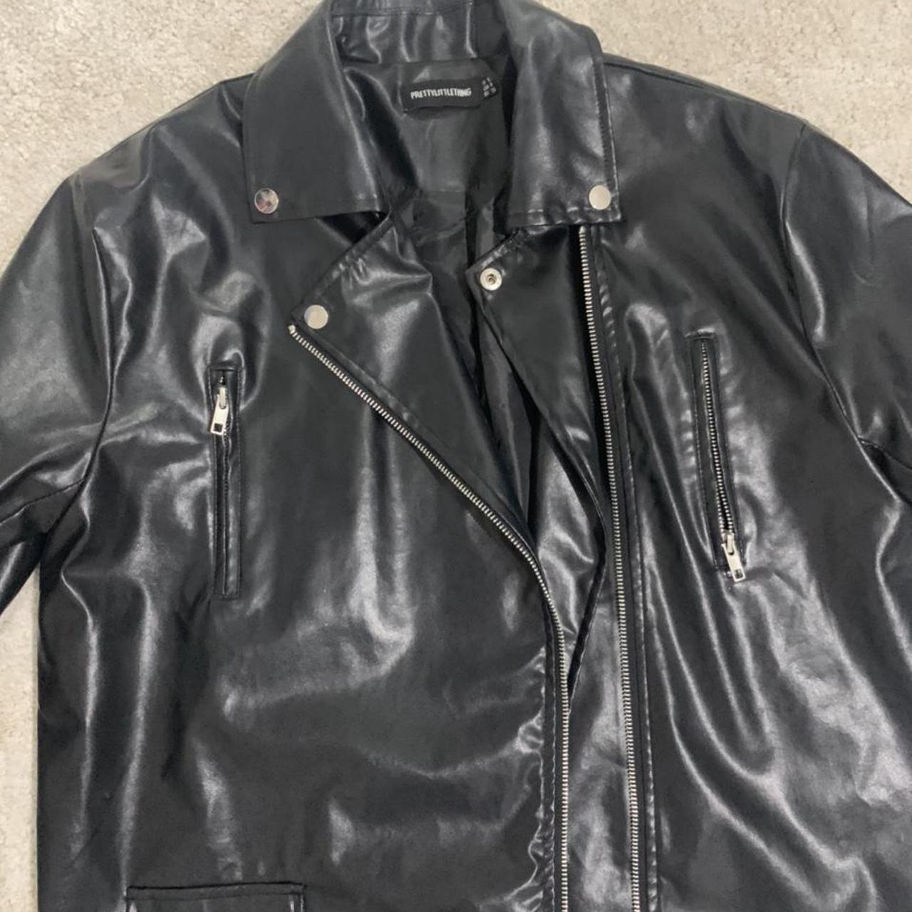 Oversized black leather jacket Size 8 Only been... - Depop