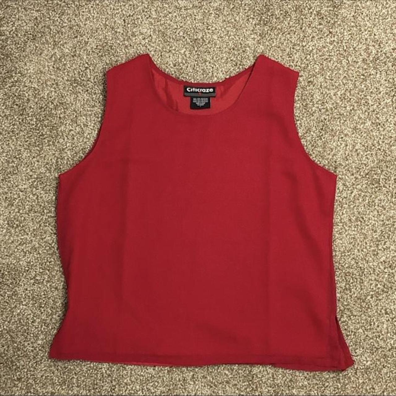 Vintage Citicraze Women’s Sleeveless Top Blouse Red... - Depop