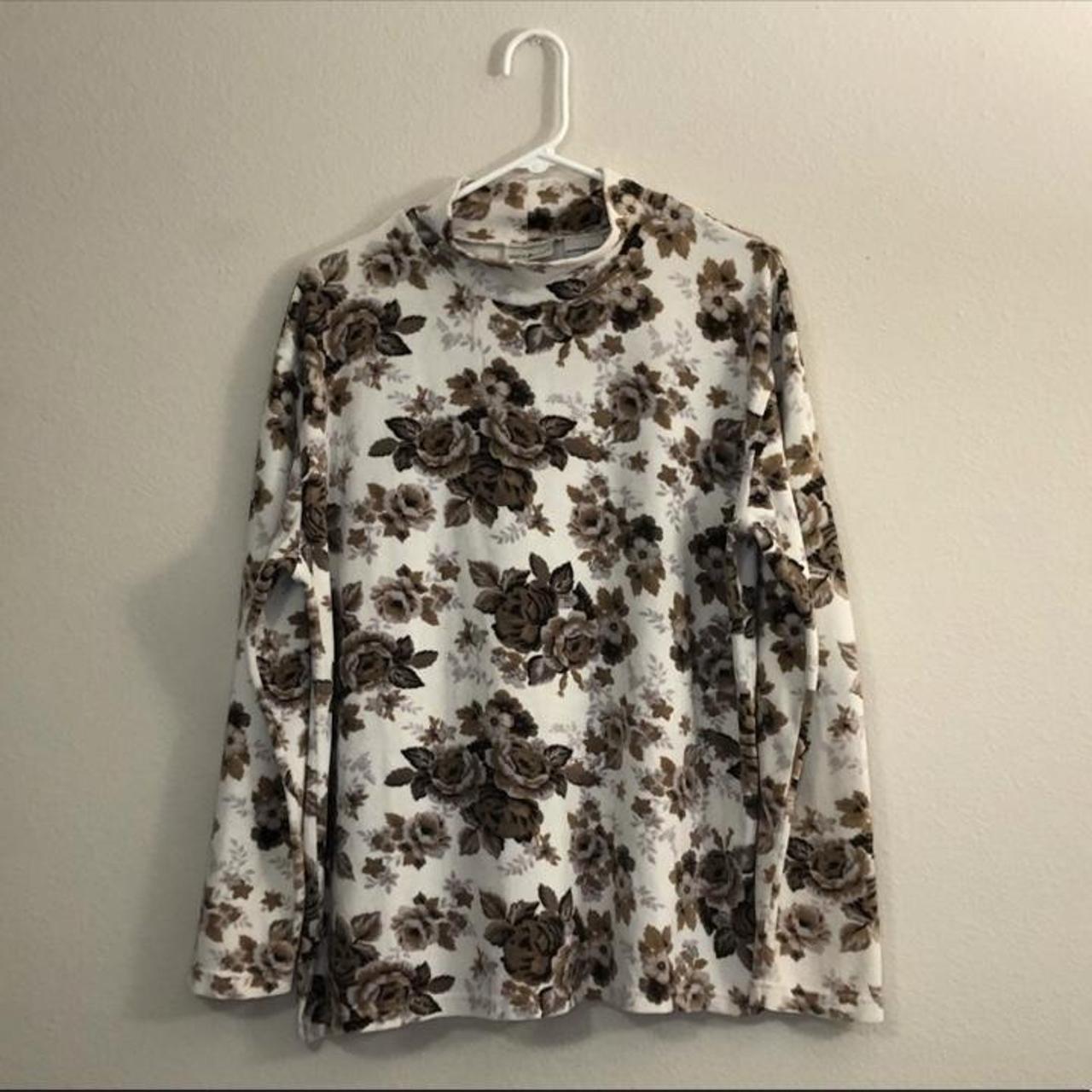 Vintage White Stag Size Large Floral Sweater Depop