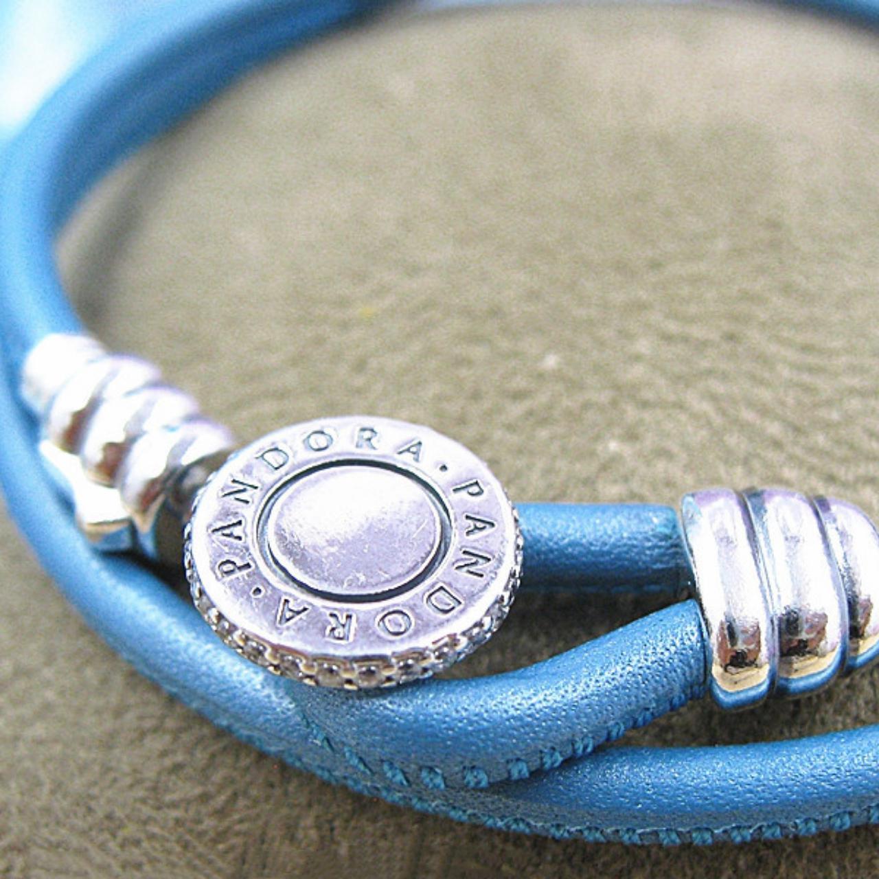 Silver leather bracelet on sale pandora