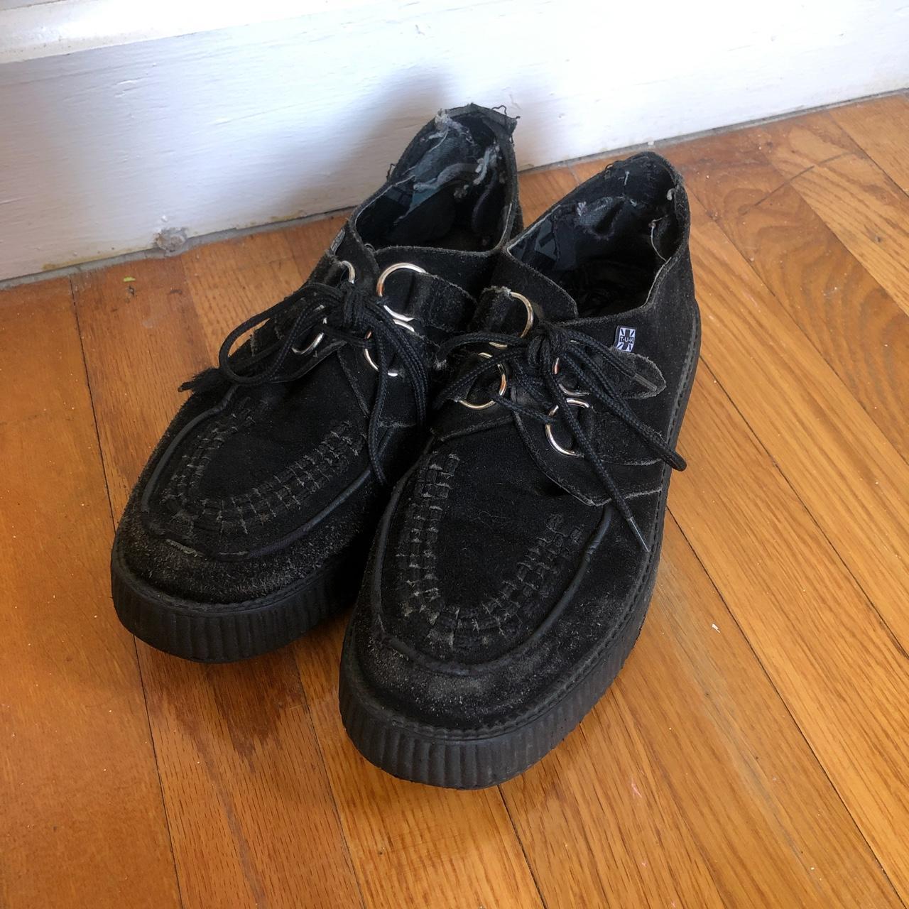 Black suede leather TUK creepers heavily worn,... Depop