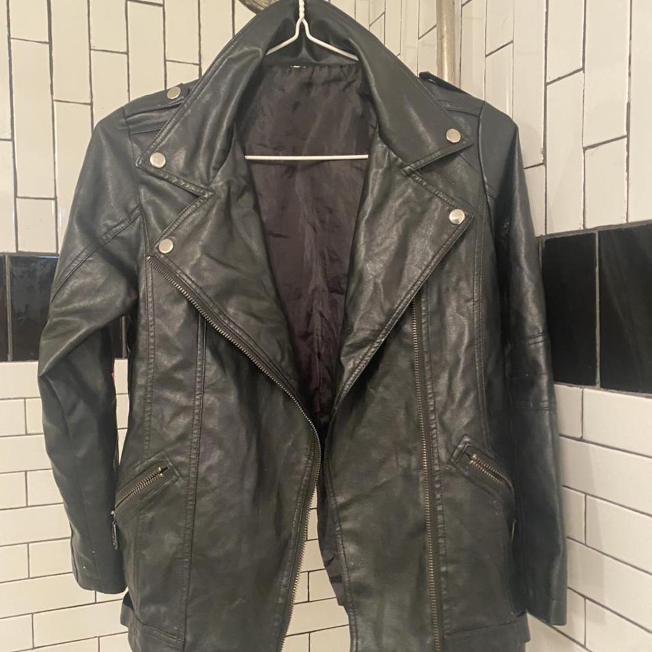 Leather - fake - jacket - artist line by designer... - Depop