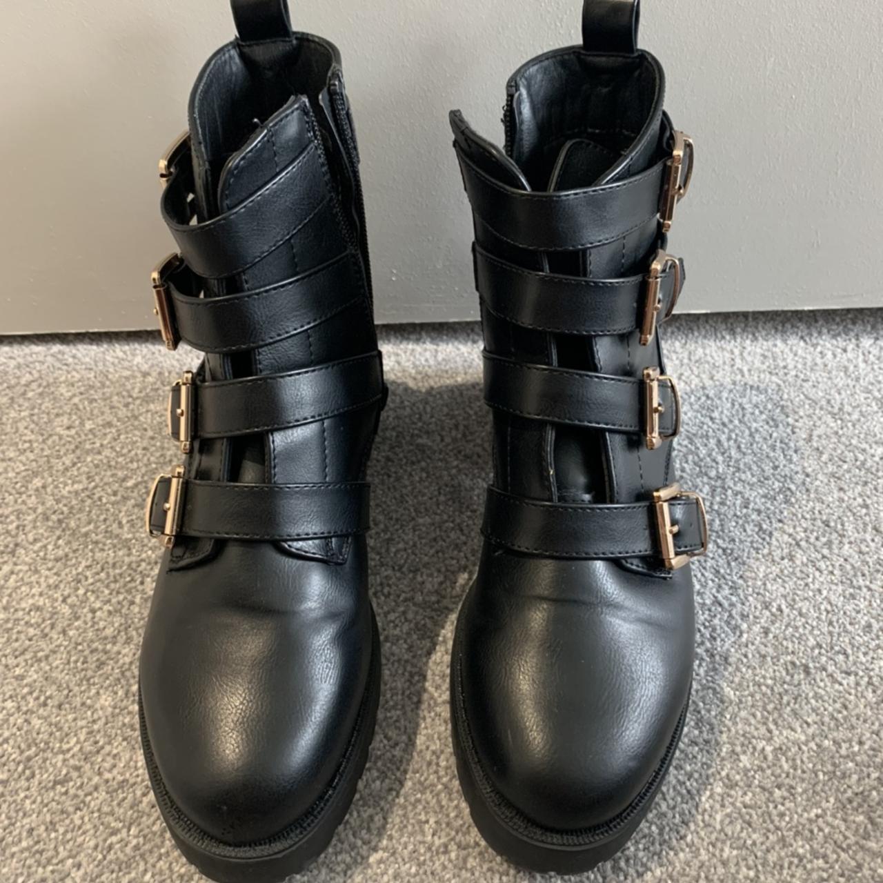 river island triple buckle boots