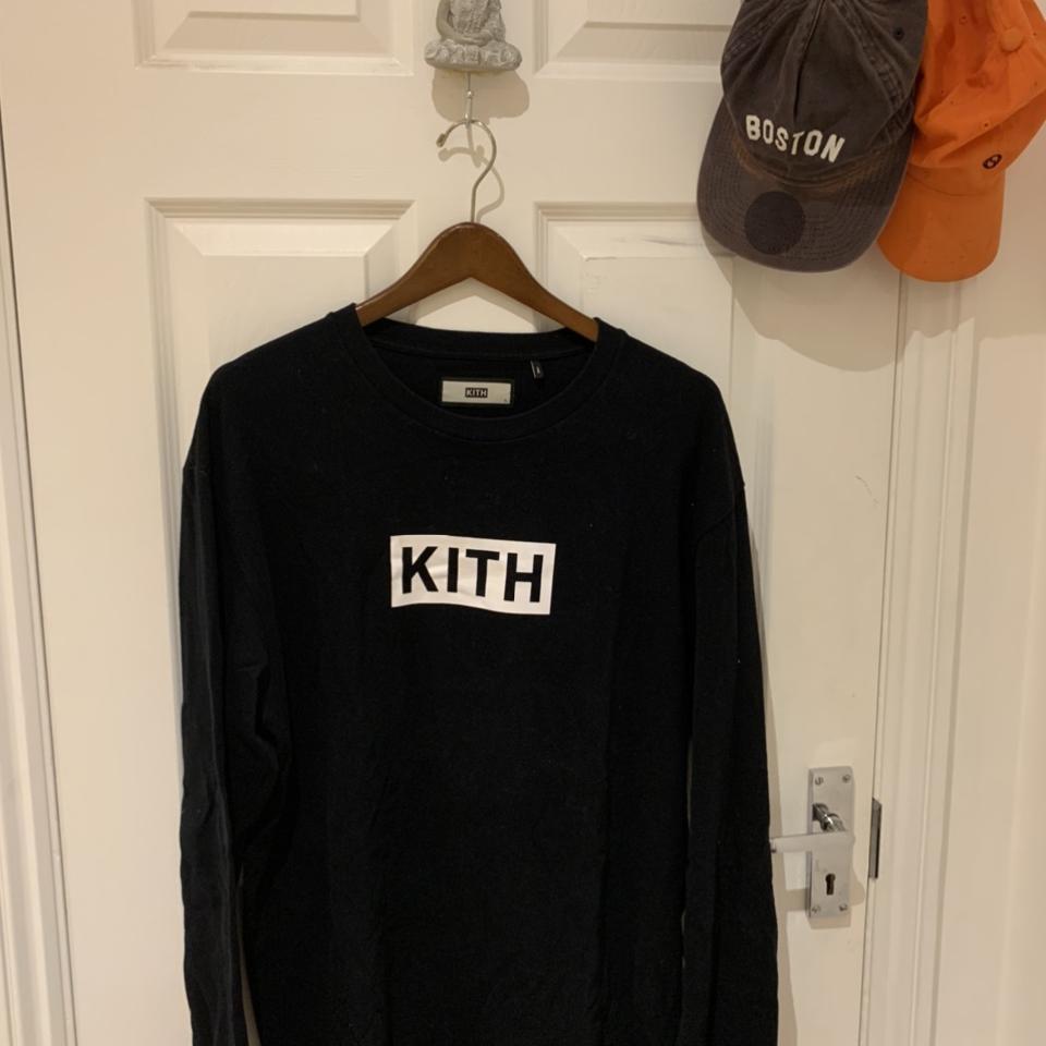 KITH box logo tee long sleeve classic black and... - Depop