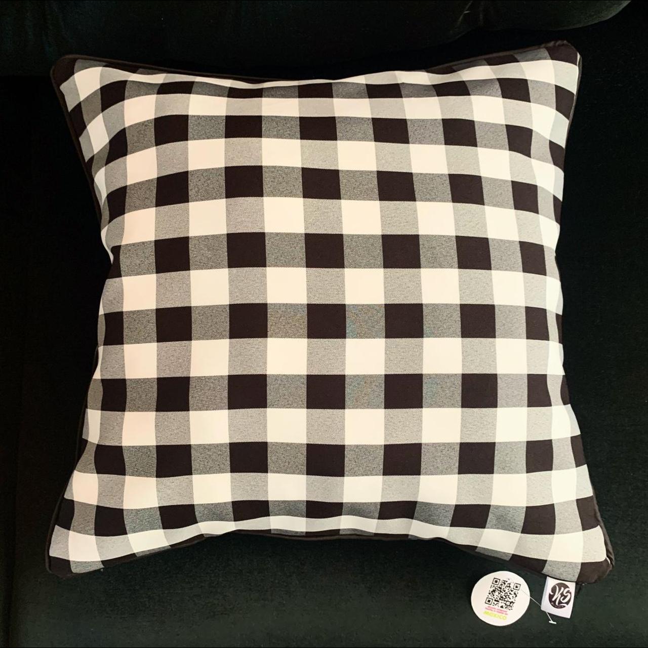 Black checkered pillow cover 20” x 20” Visit... Depop