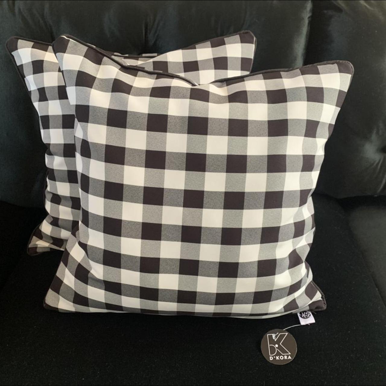 Black checkered pillow cover 20” x 20” Visit... Depop