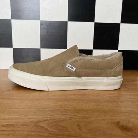 suede fleece slip on vans