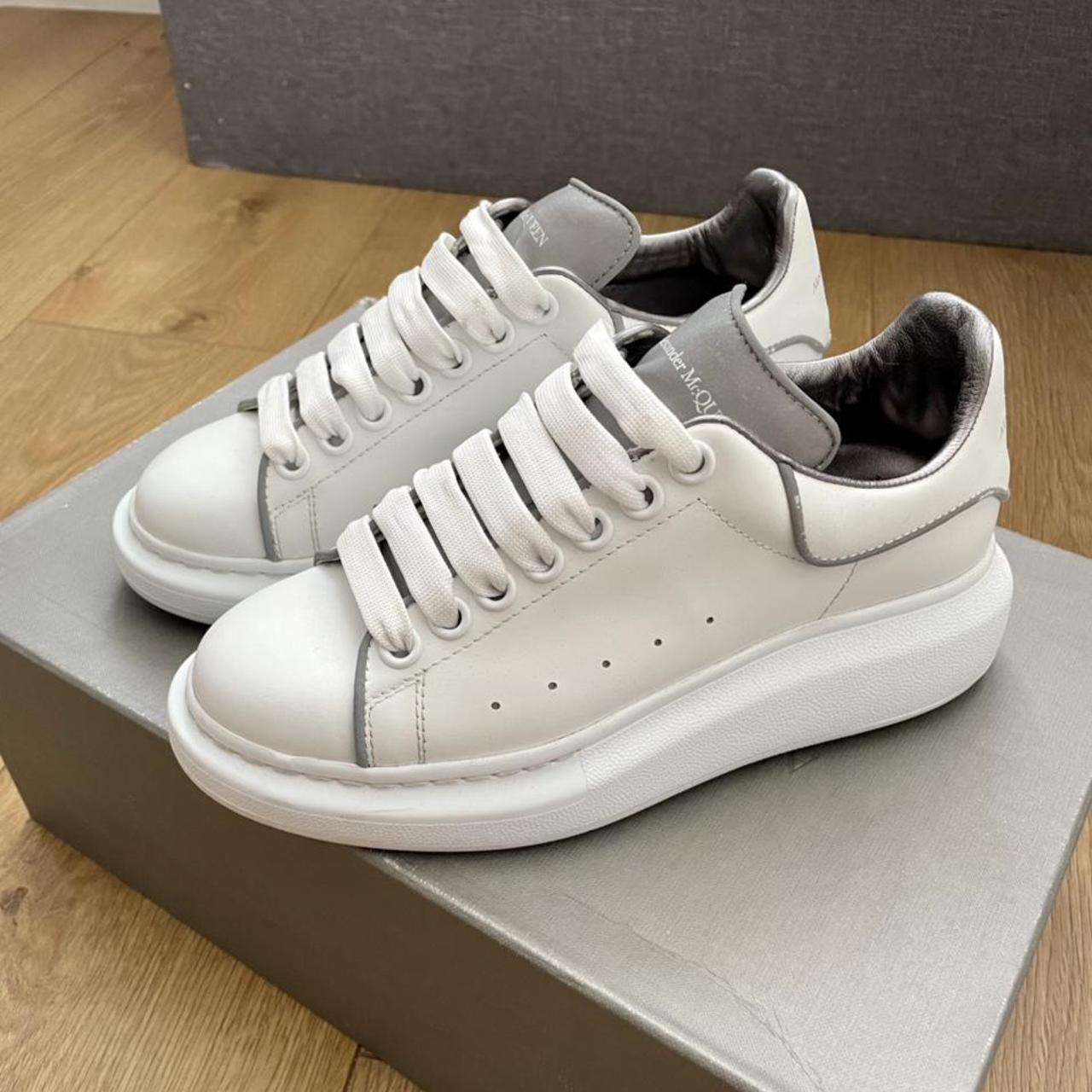 Alexander McQueen Exaggerated-sole Reflective-trimmed Leather Sneakers Eu  42.5 - White | Editorialist
