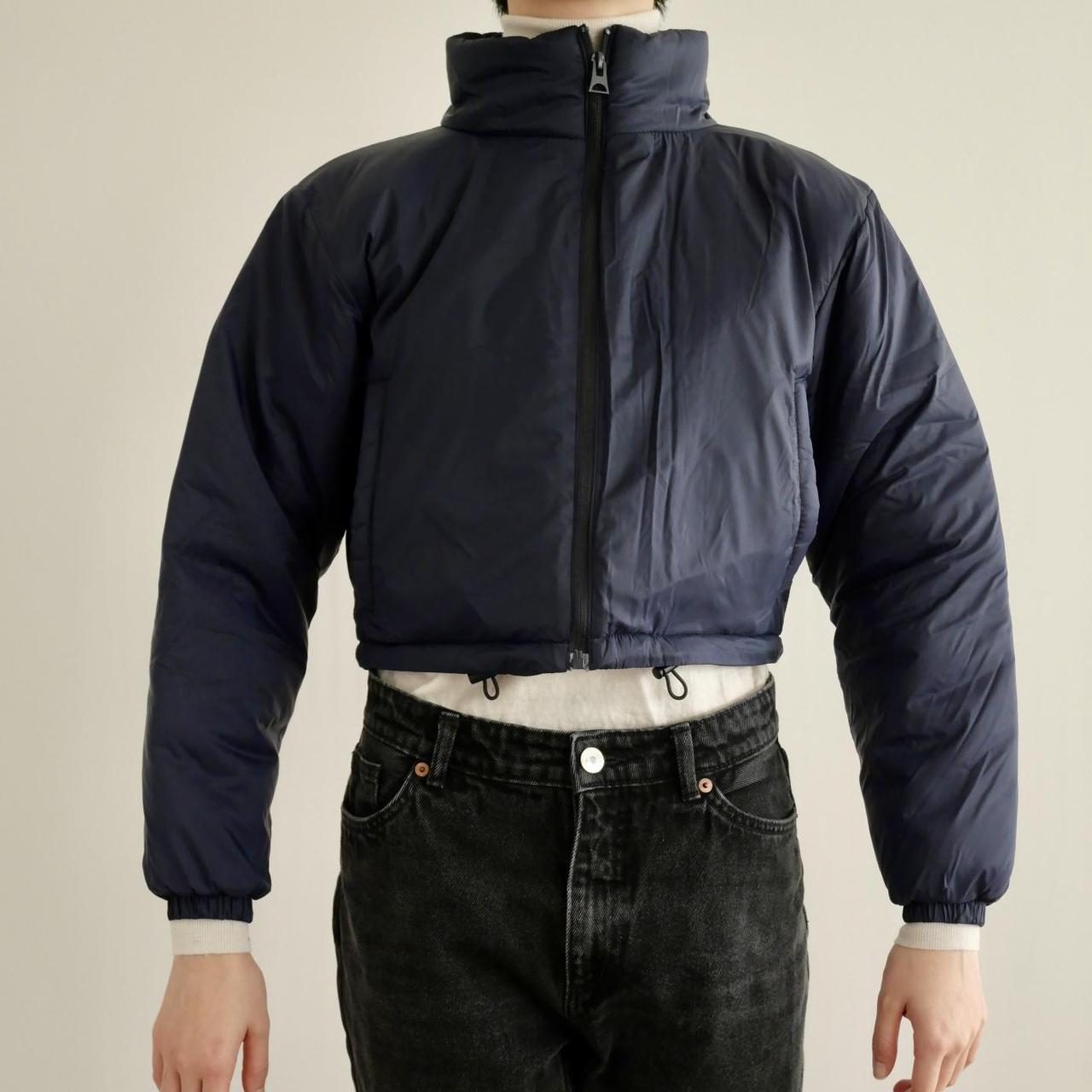 Cropped Puffer Jacket Navy blue puffer jacket from... - Depop