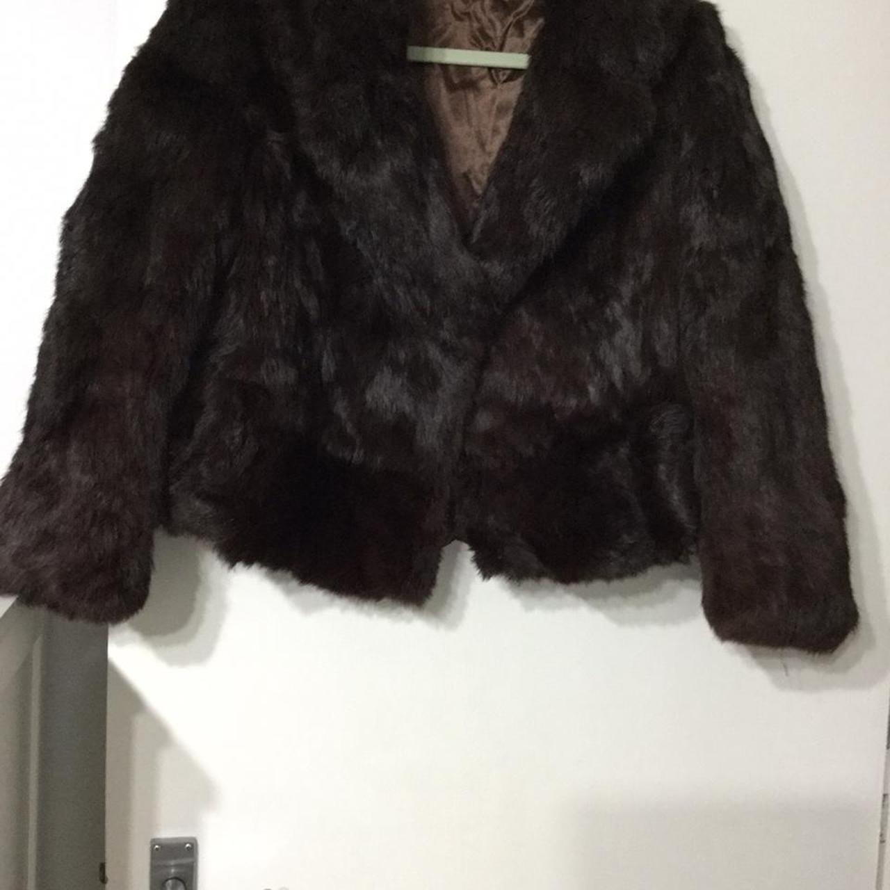 New Fur Jacket, dark brown in colour, very warm, two... - Depop