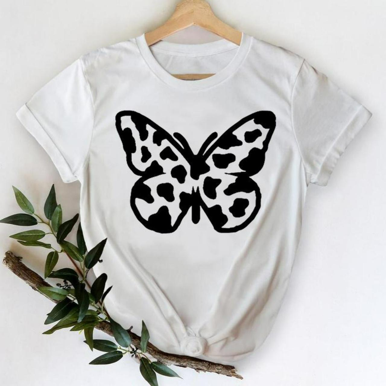 Girl Women Butterfly Print Valentine Lady T-shirts - Depop