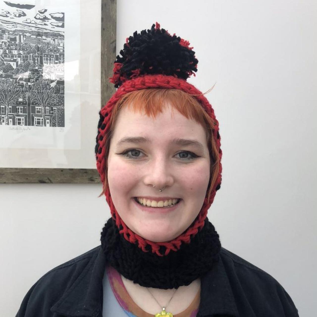 handmade super chunky crochet balaclava with bobble... Depop