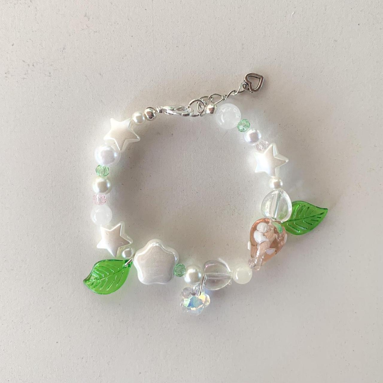 Handmade Strawberry Beaded Bracelet With Cute... - Depop