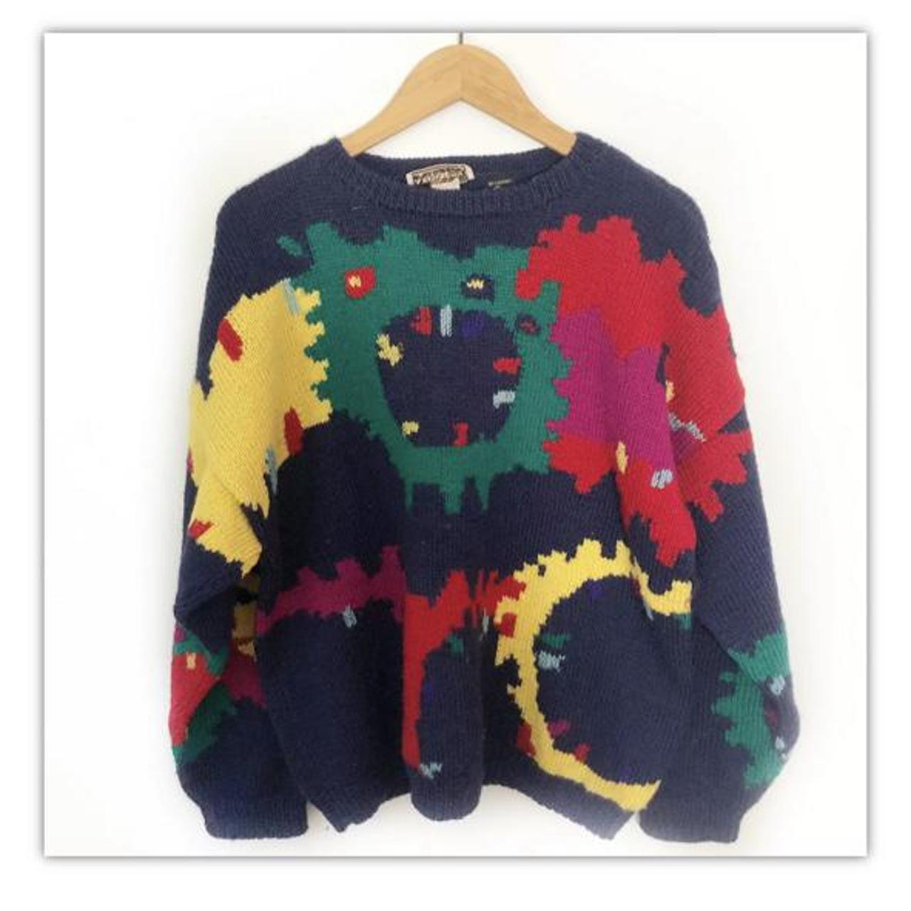 Vintage Y2K Navy With Primary Colors Colorblock... - Depop