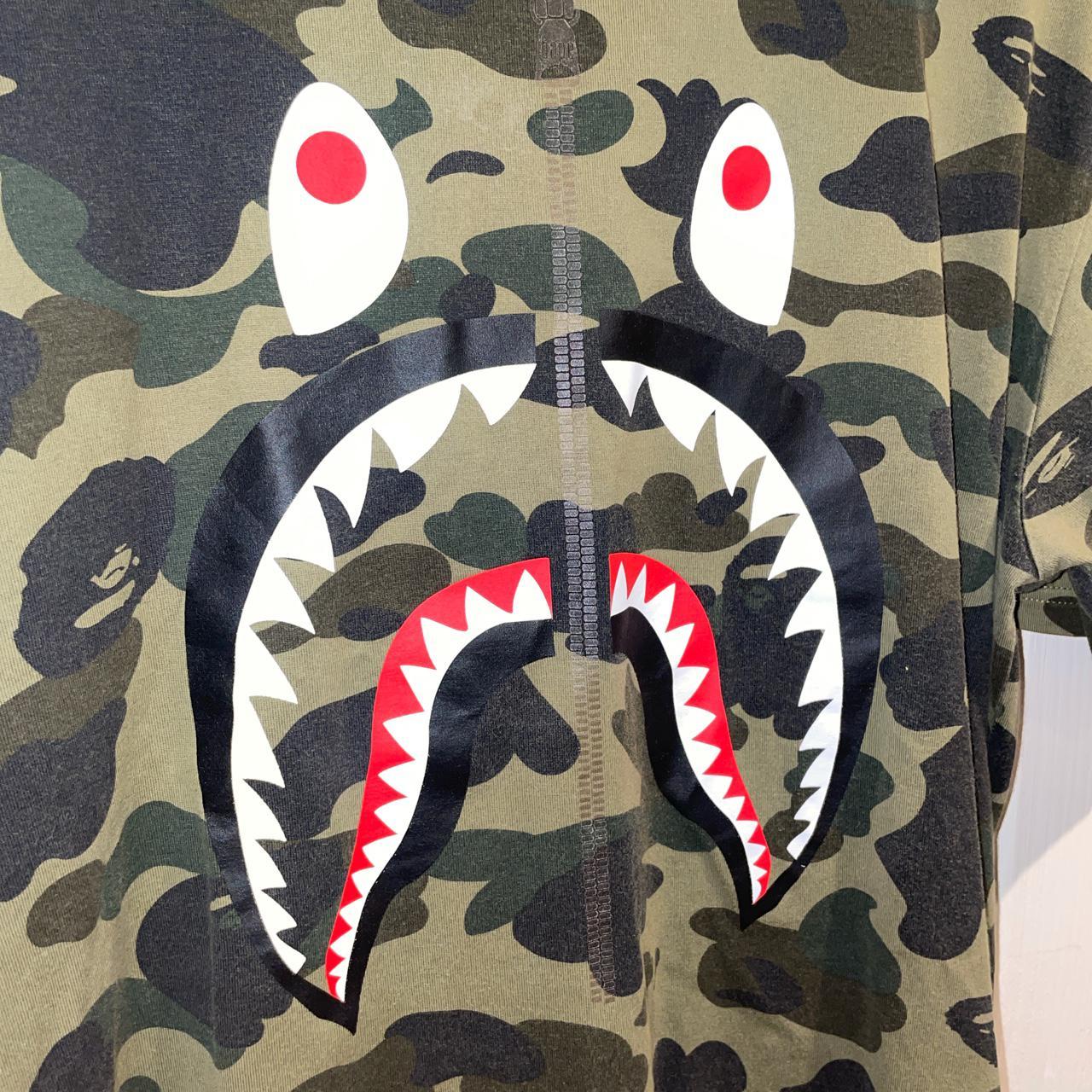 Bape Shark logo Camo Tee. Size XL but will fit a L.... - Depop