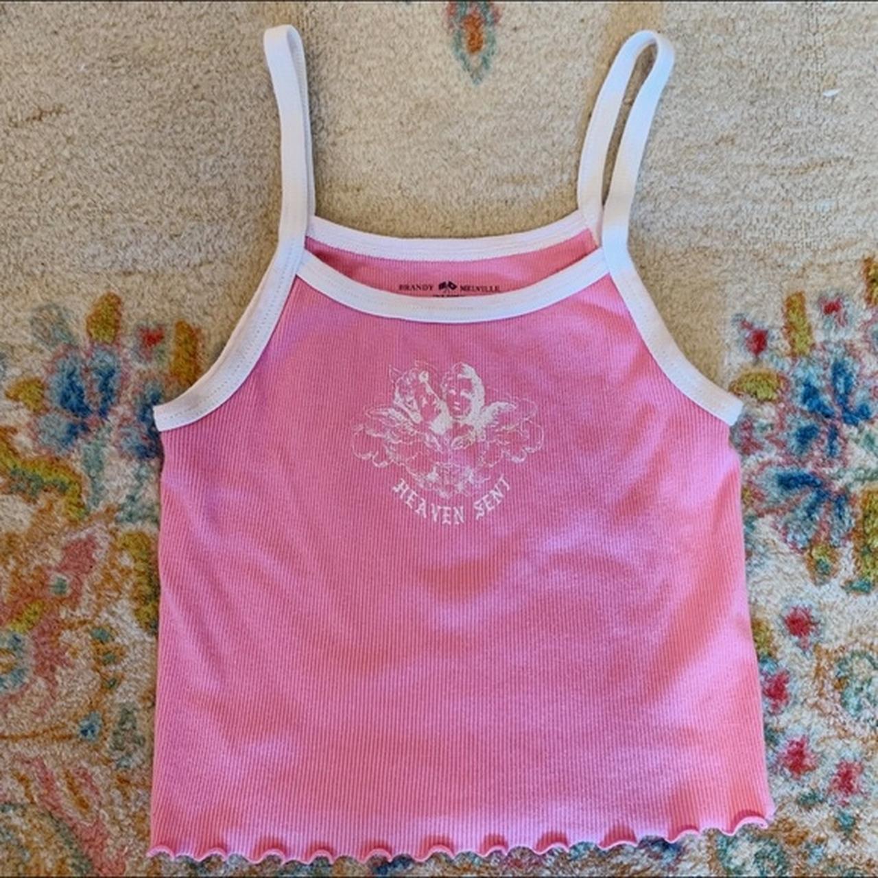 brandy melville pink heaven sent belle top only worn... - Depop