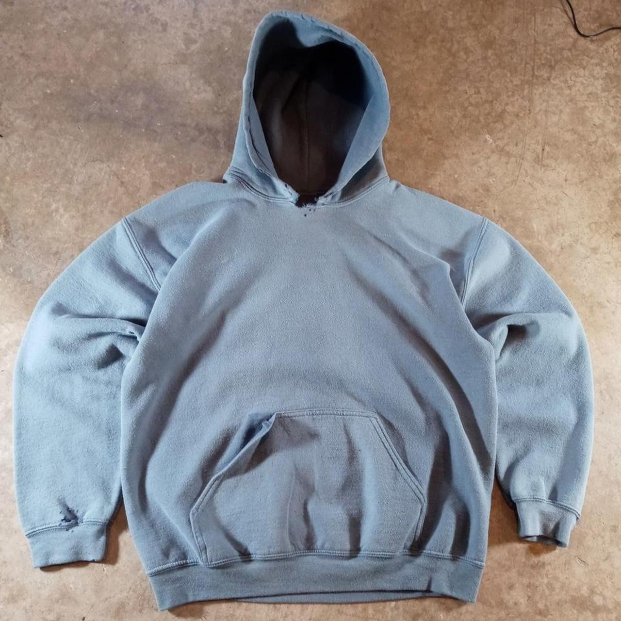 Distressed Sun Faded Blue Hoodie Really paled out... - Depop