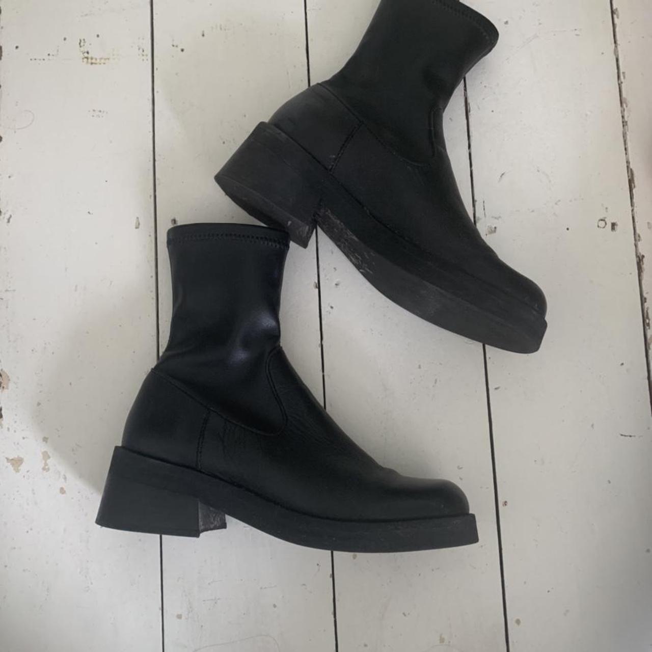 E8 MIISTA boots, black leather sock boots, UK size... - Depop