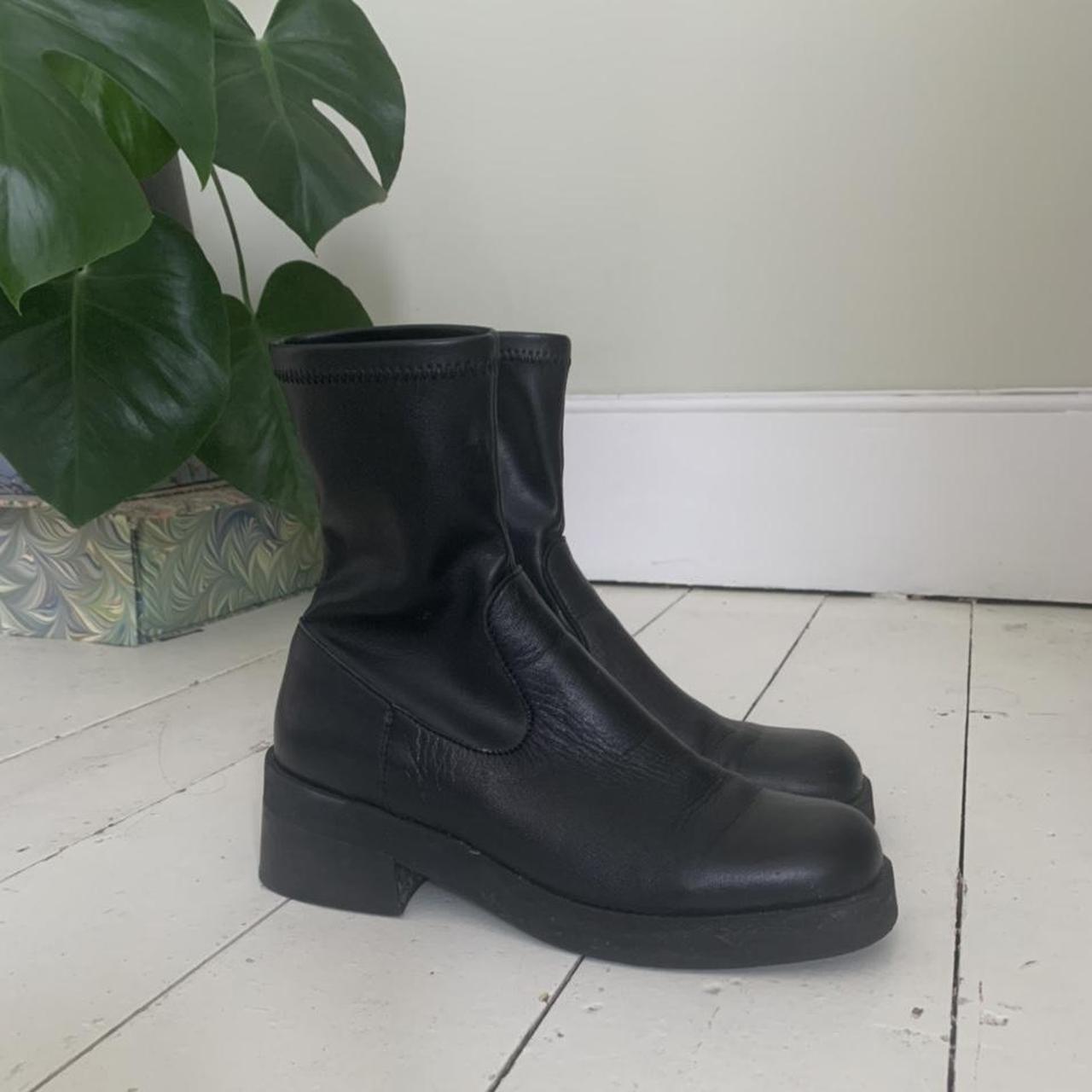 E8 MIISTA boots, black leather sock boots, UK size... Depop