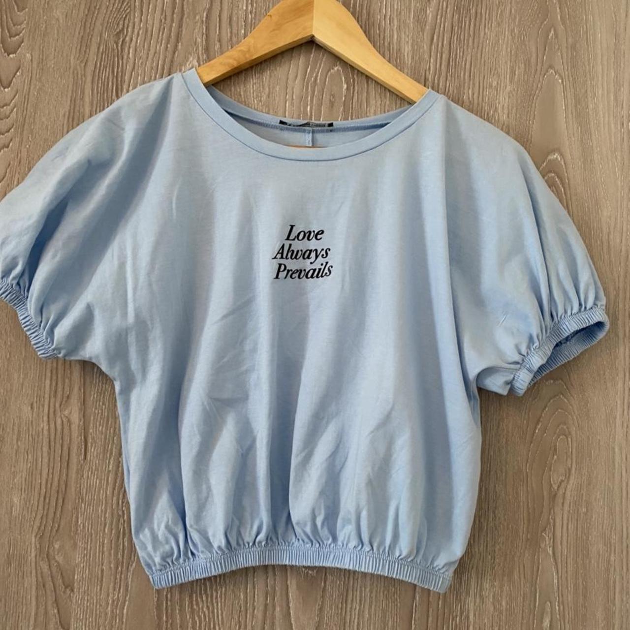 Baby blue Zara casual top - Depop