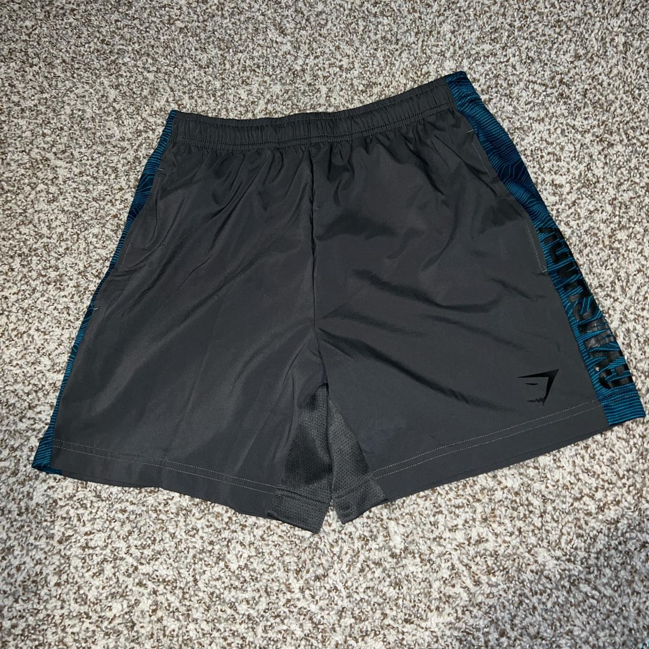Gymshark Men's Grey and Blue Shorts Depop