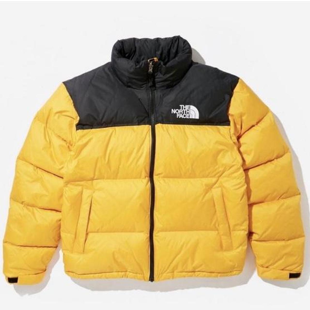 Yellow North Face size S worn. A few marks here and... - Depop