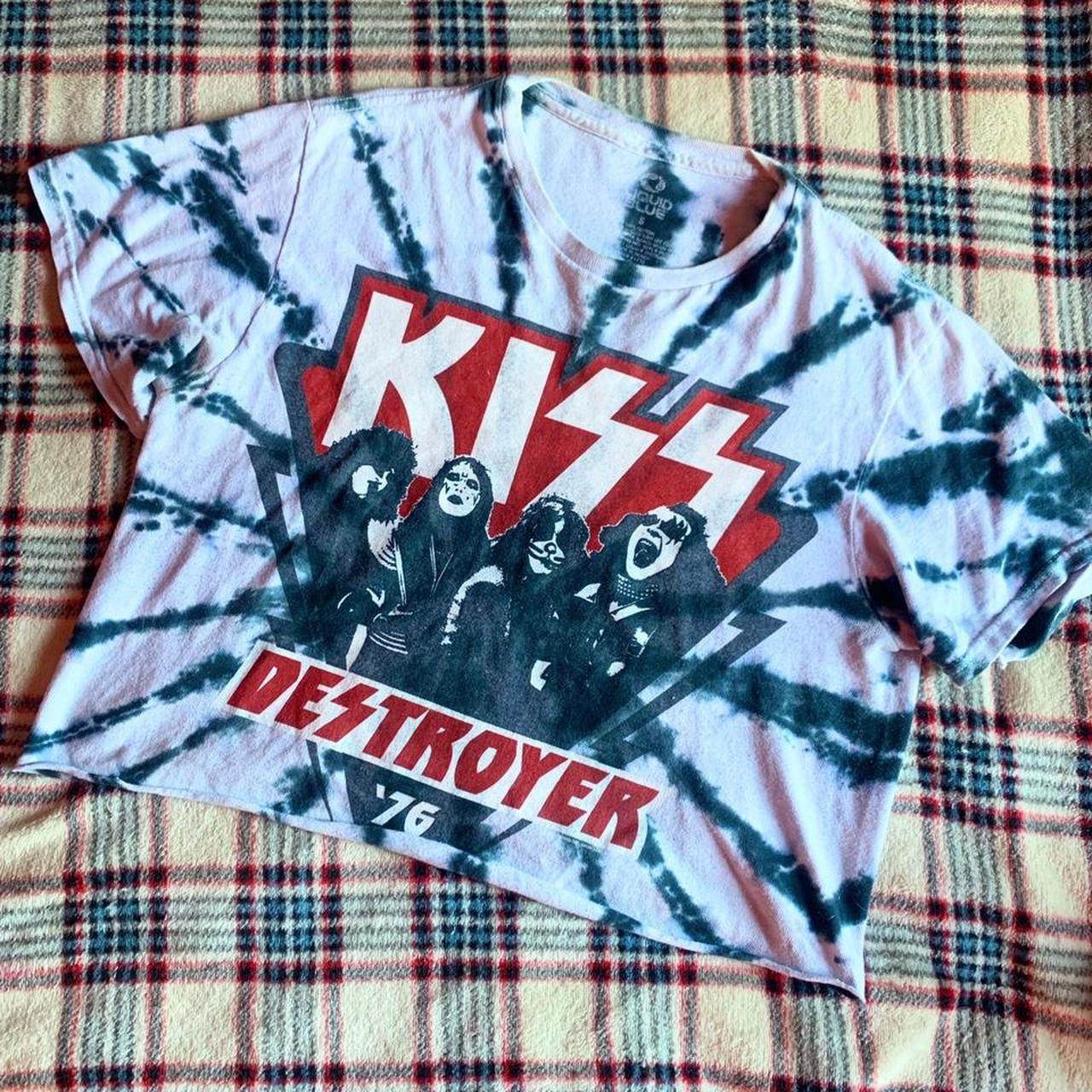 tiedye “kiss” crop top kiss classicrock tiedye Depop