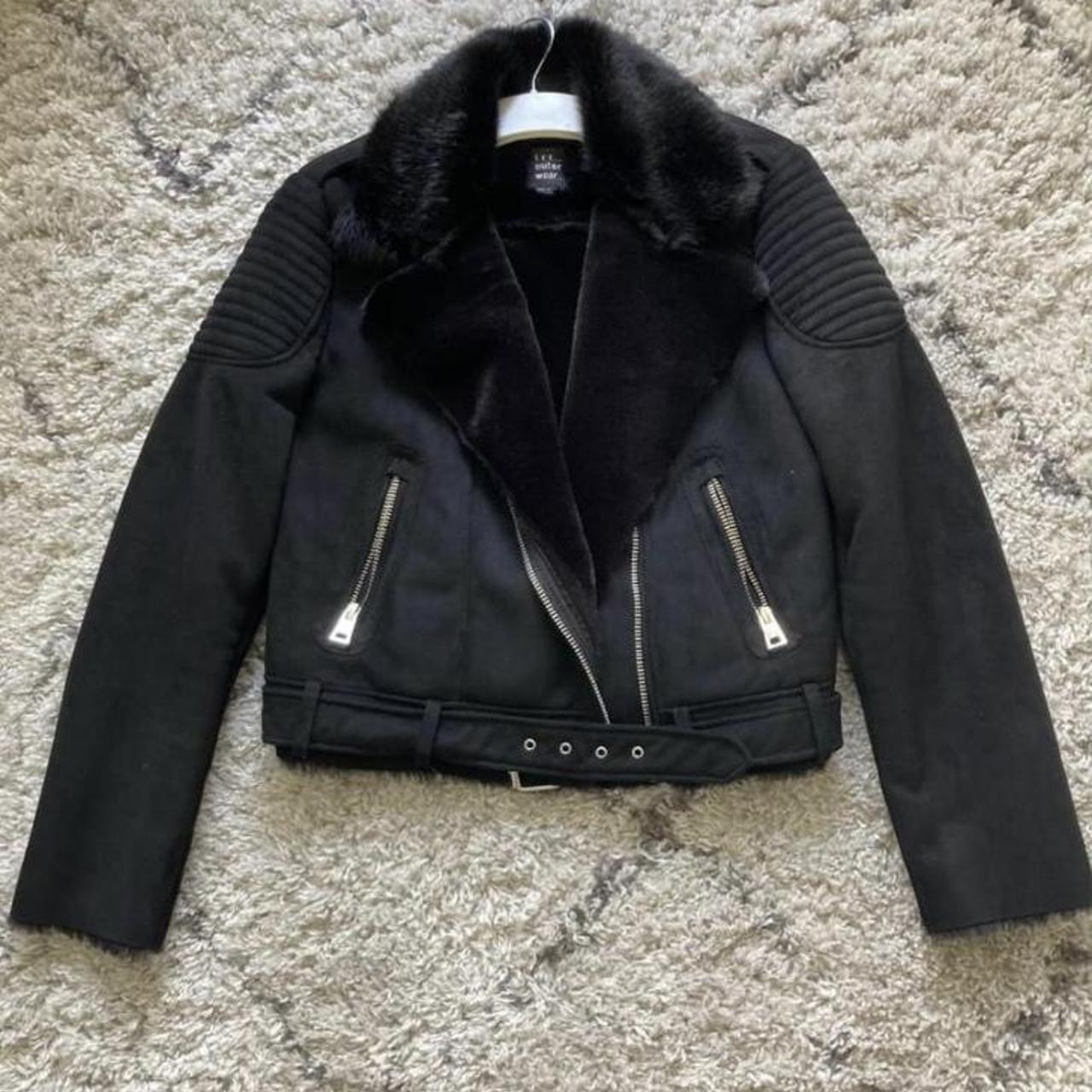 Faux fur collar biker jacket zara best sale