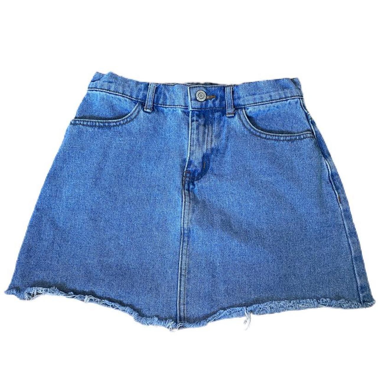 Brandy Melville Mini skirt denim Distress bottom... Depop