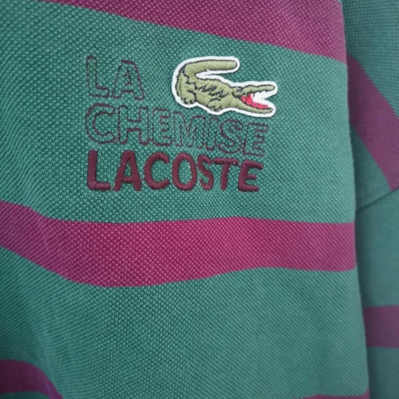 Lacoste Men's Green and Burgundy Jumper Depop