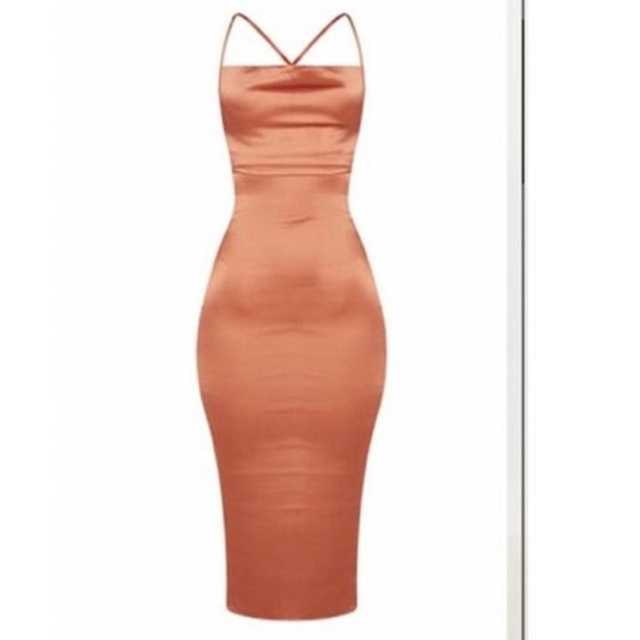 Bronze orange colour cowl neck dress Size 6 from... Depop