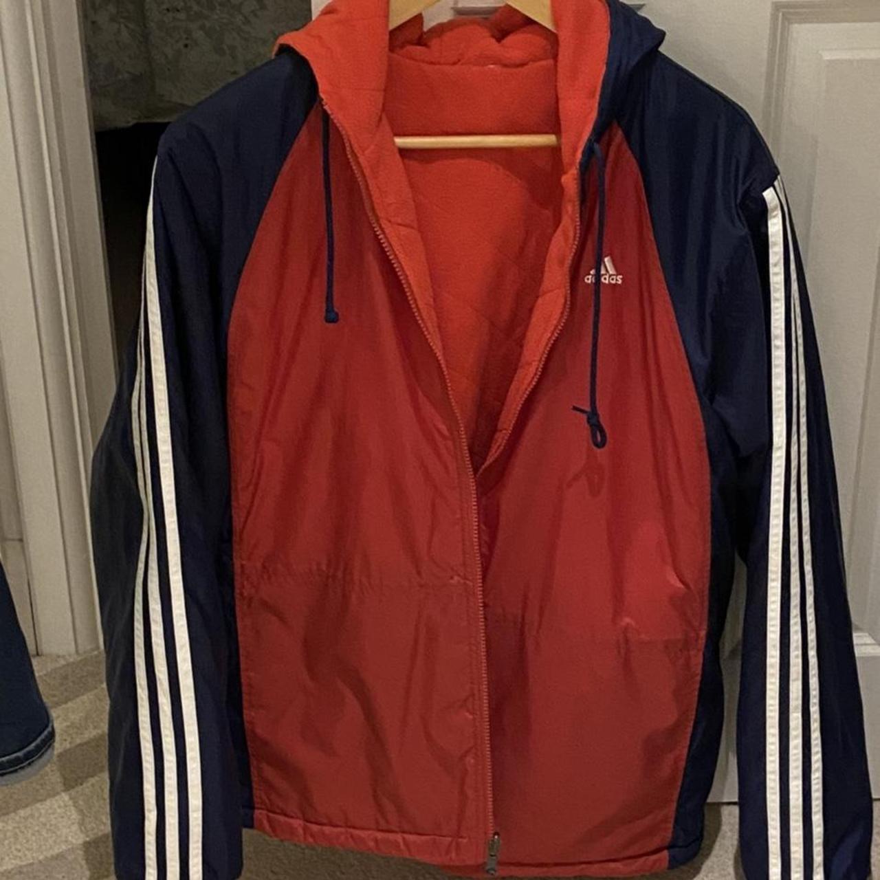 Adidas Women's Red and Navy Jacket | Depop