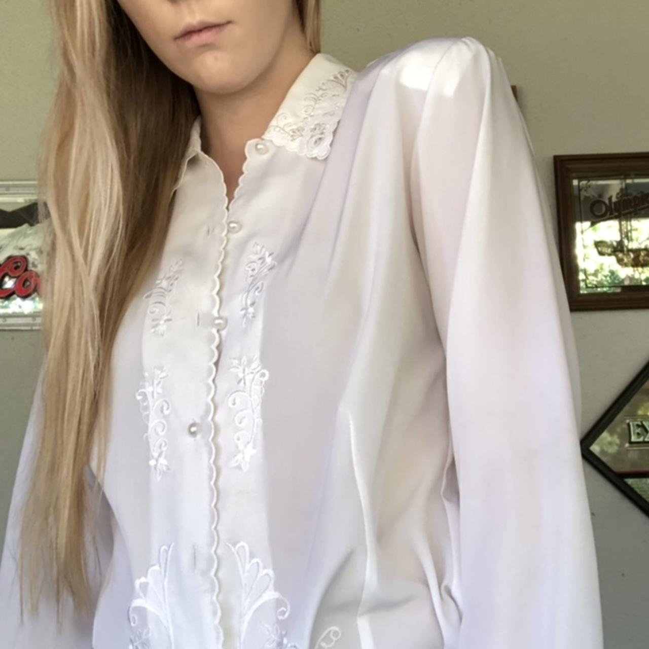 Vintage White Lace Button Up Blouse, Intricate... - Depop