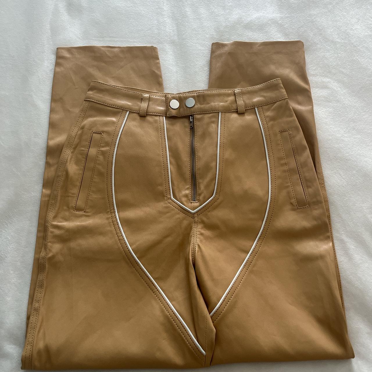 Camila Coelho Yuri Leather Pants in Tan 100% leather... - Depop