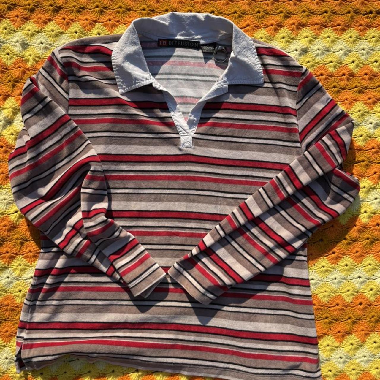 Vintage 2000s Velour Soft Long Sleeve Polo Shirt... - Depop