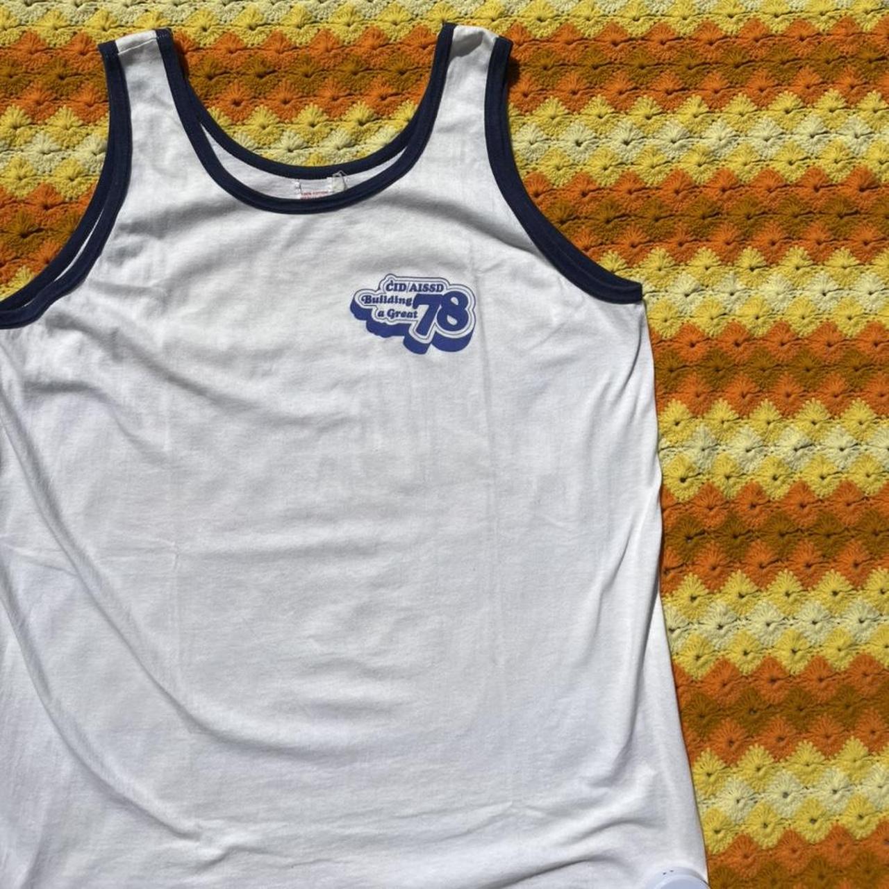 Vintage 70s Tank Top Size XL Made in USA Two tone... - Depop