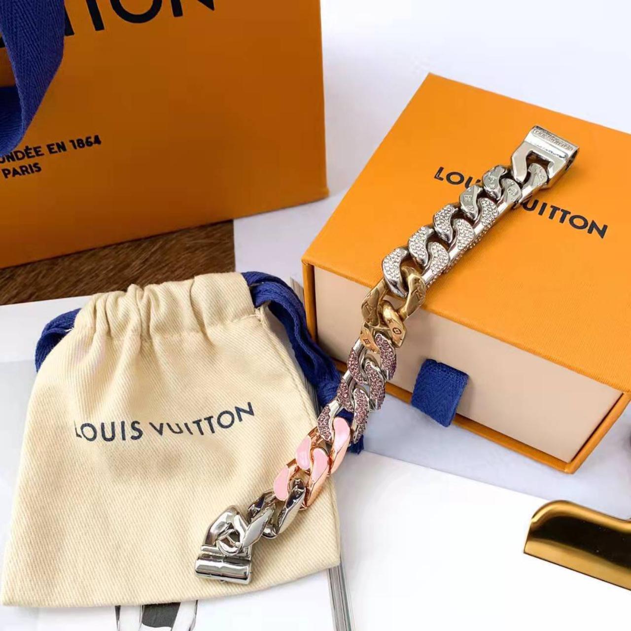 Louis Vuitton Chain Links Patches Bracelet Gold Multi in Gold with