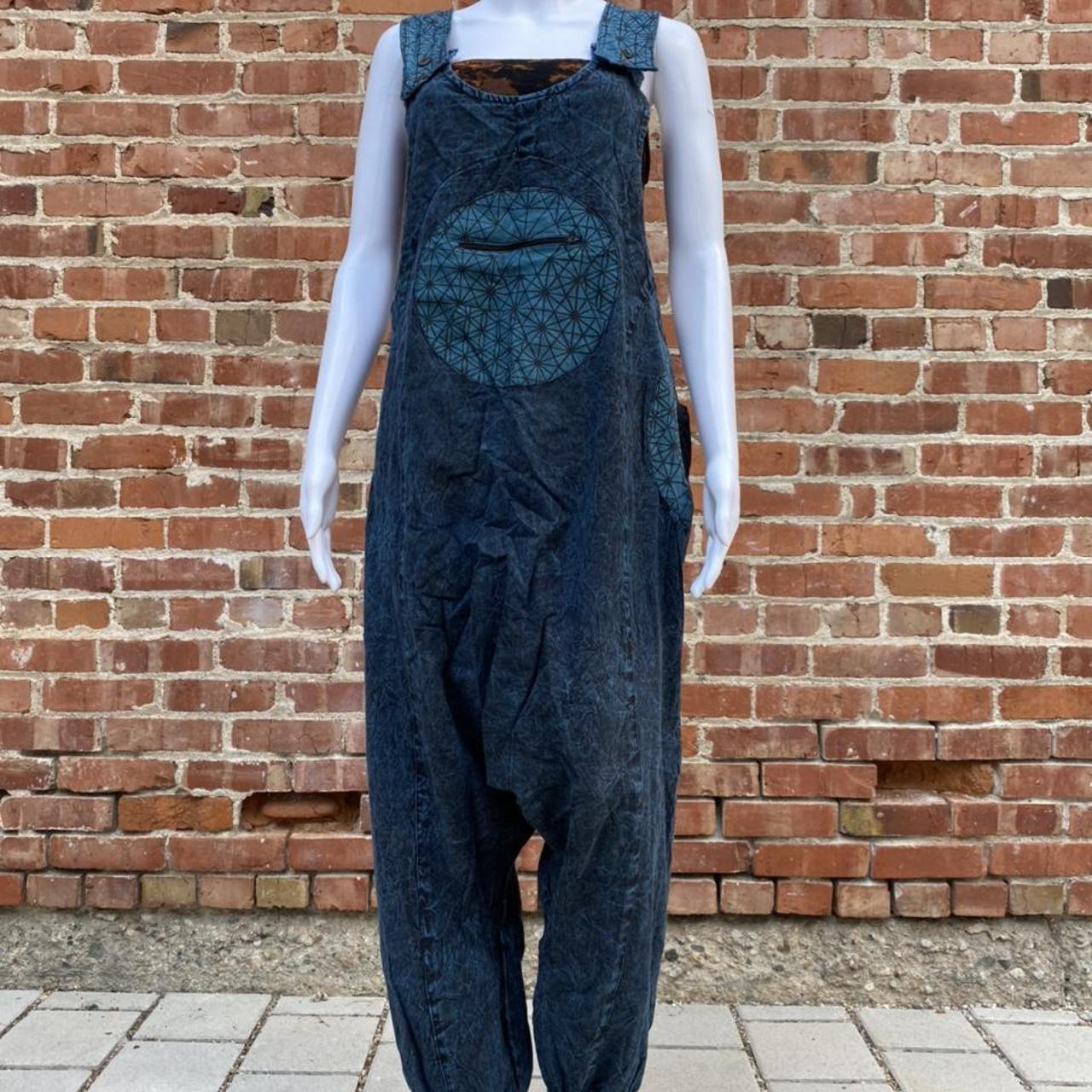 Enzyme Washed Blue Cotton Overalls Thick adjustable... - Depop