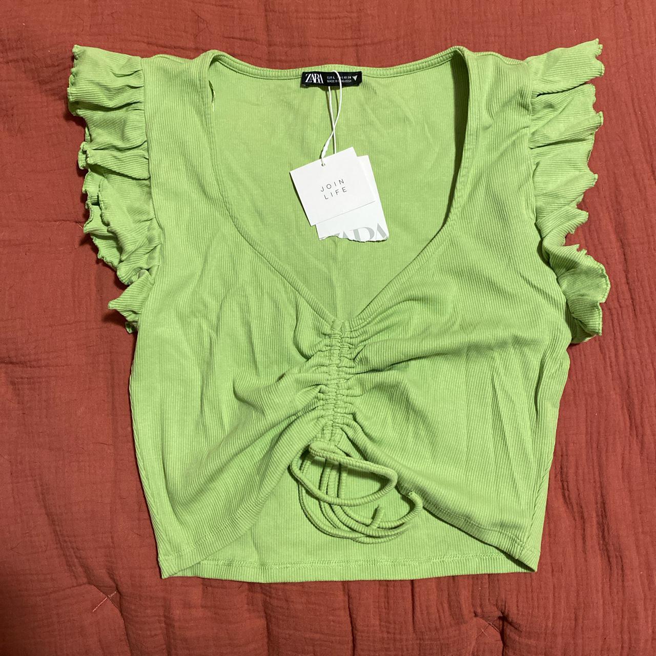 Zara Ruffle sleeve crop top. Never worn, brand new... Depop